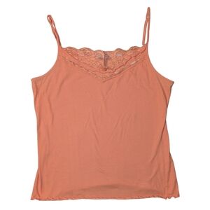 🌞 3/$15 - y2k Tint Orange Lace Cami Tank Top, Size L